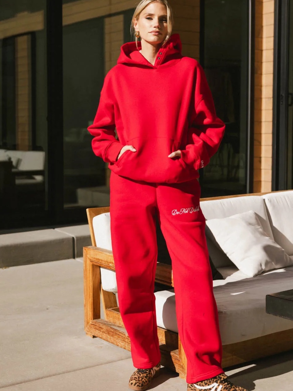 BÖHME Do Not Disturb Sweatpants in Red